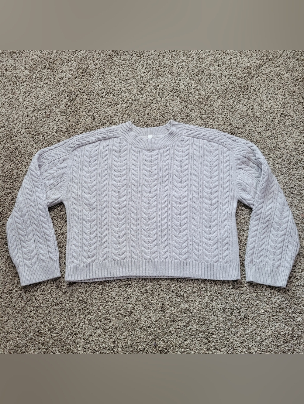 Aritzia Group By Babaton Shores Sweater 100% Merino Wool Gray Cable Knit Medium